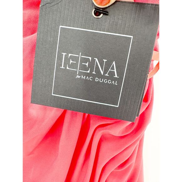 MAC DUGGAL Dress Size 2 Evening Gown Coral NEW Rhinestone Strap Midi Ruching - Picture 3 of 9